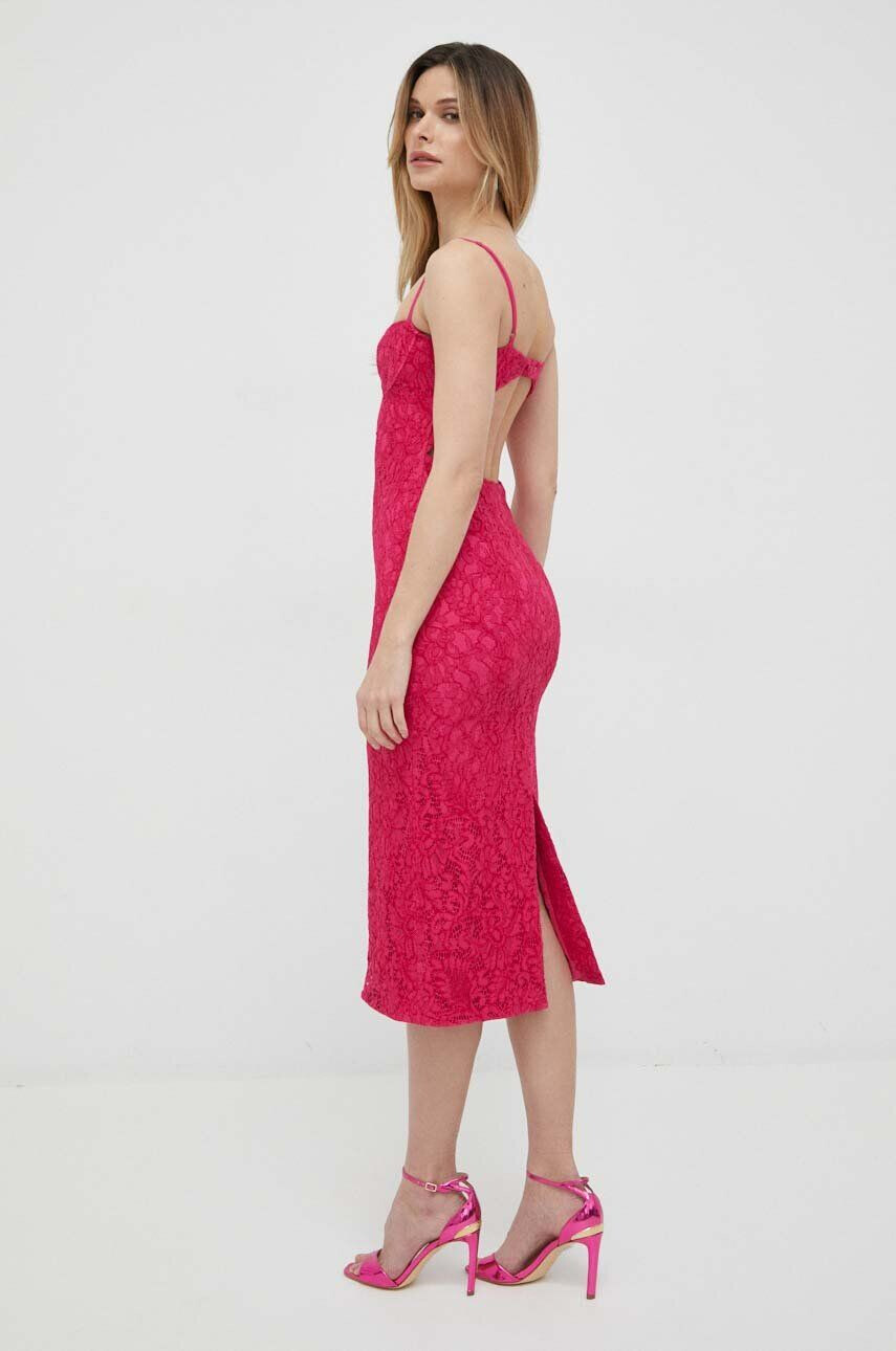 Bardot rochie culoarea roz midi drept - Pled.ro