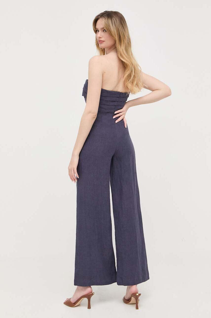 Bardot salopeta din in culoarea albastru marin cold shoulder - Pled.ro