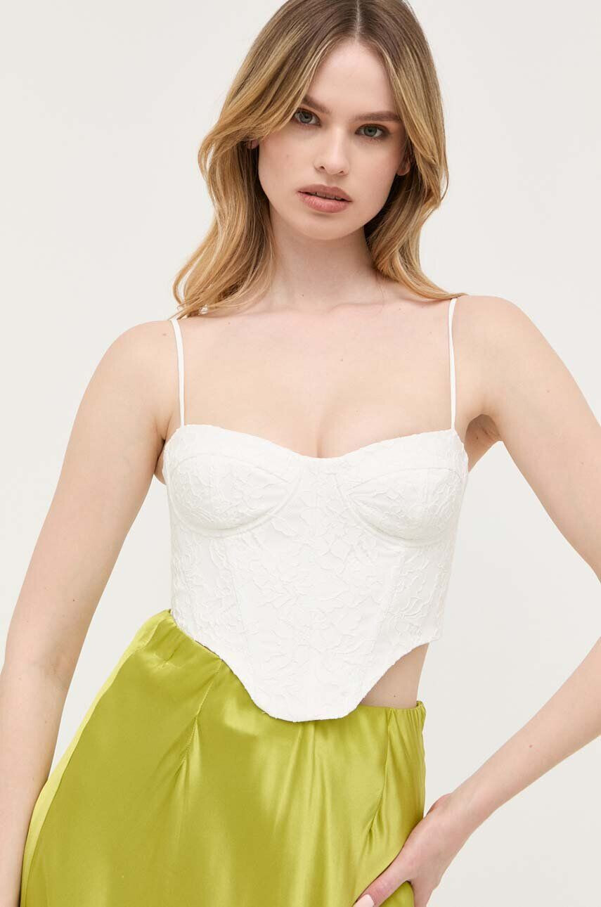 Bardot top culoarea alb neted - Pled.ro