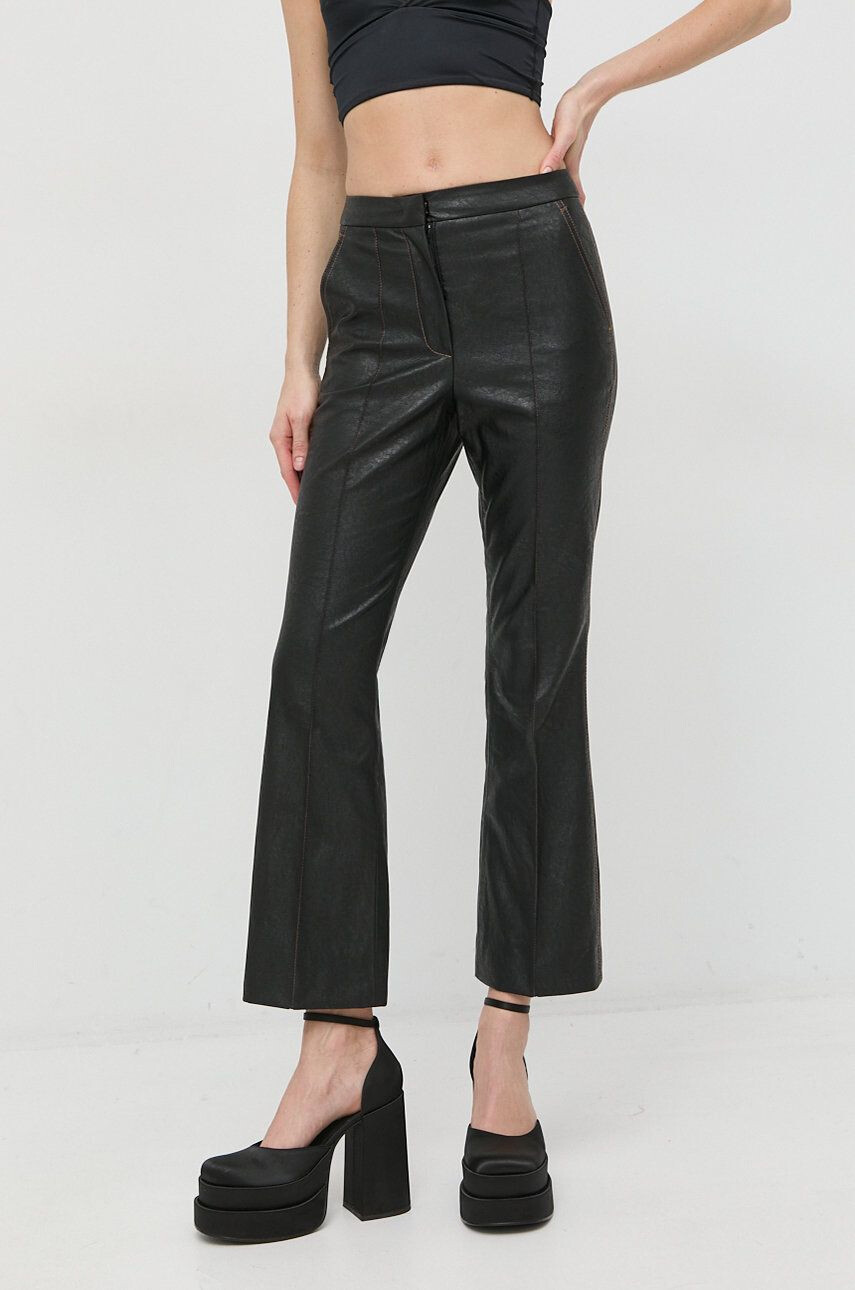 Beatrice B pantaloni femei culoarea negru evazati high waist - Pled.ro