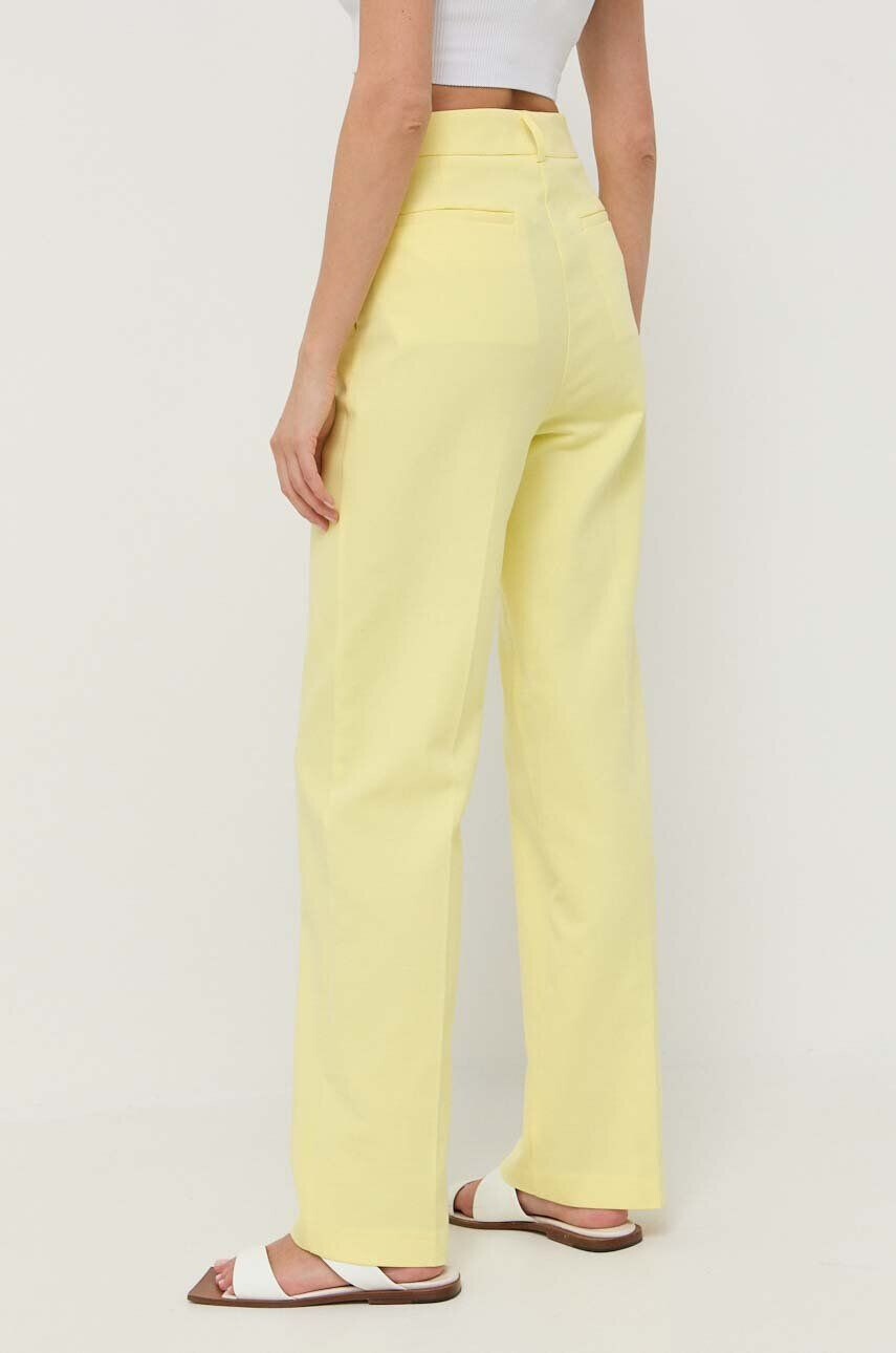 Beatrice B pantaloni de bumbac culoarea galben drept high waist - Pled.ro