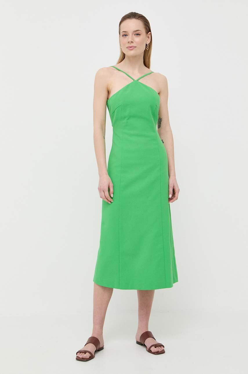 Beatrice B rochie din bumbac culoarea verde midi evazati - Pled.ro