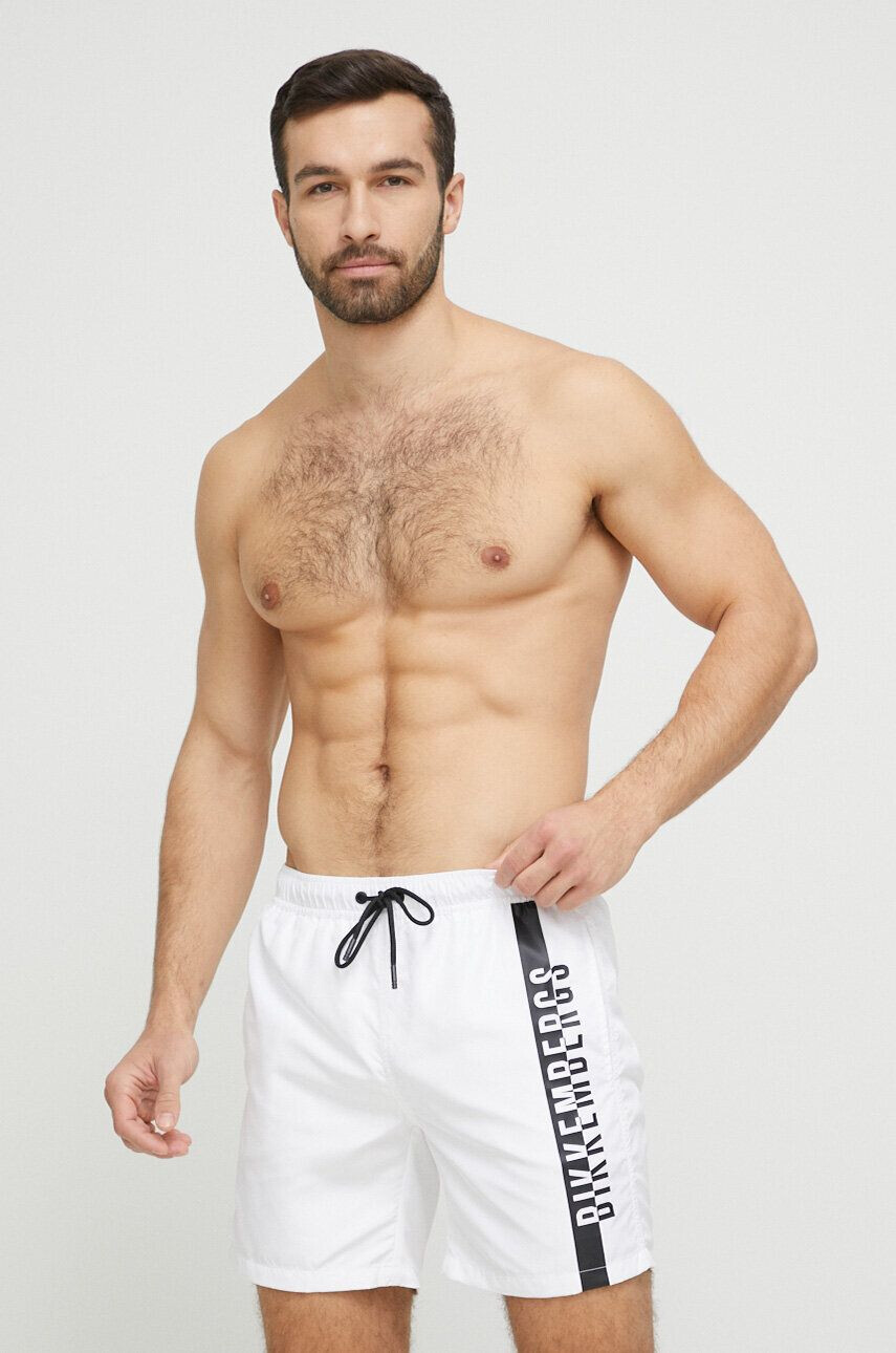 Bikkembergs pantaloni scurti de baie culoarea alb - Pled.ro