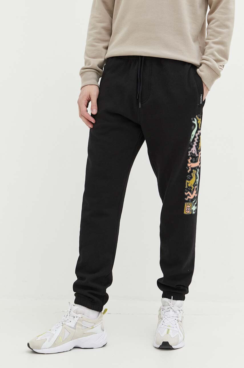 Billabong pantaloni de trening x Keith Haring culoarea negru cu imprimeu - Pled.ro