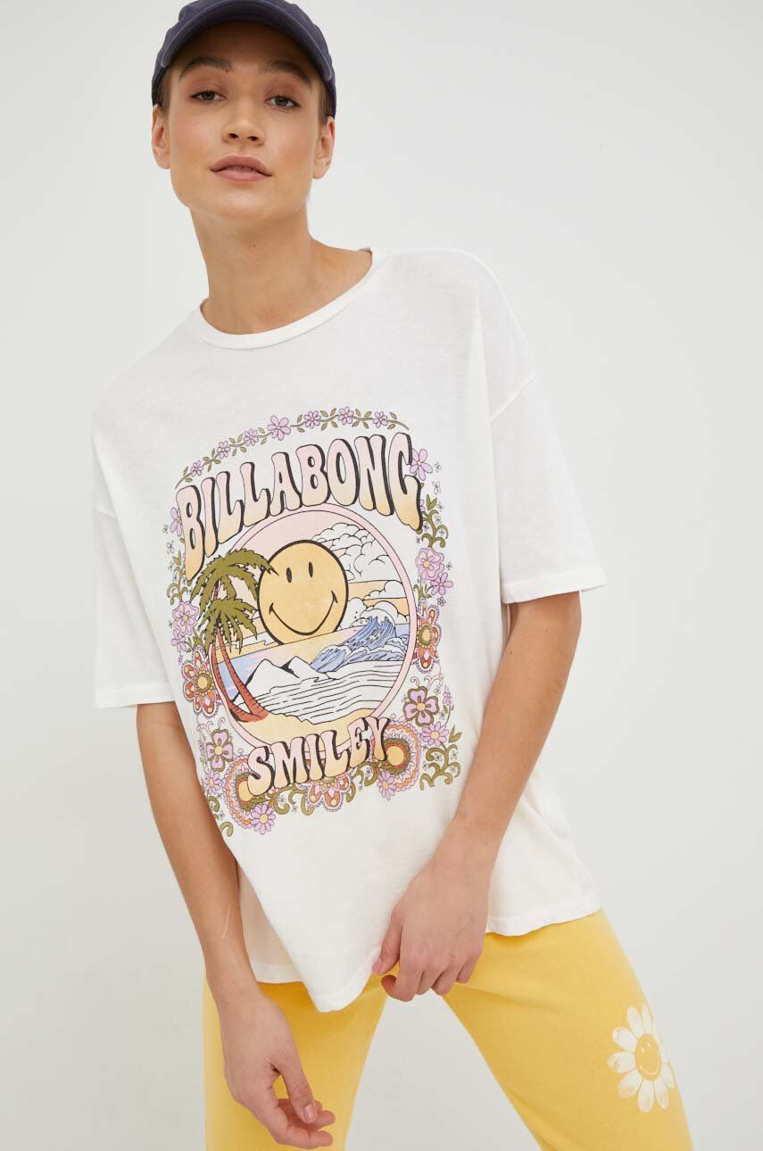 Billabong tricou din bumbac X SMILEY culoarea alb - Pled.ro