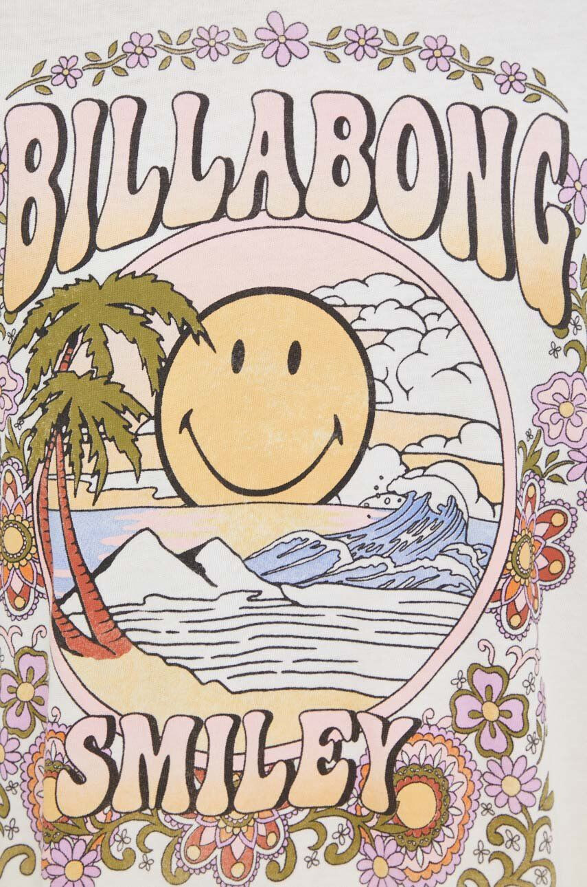 Billabong tricou din bumbac X SMILEY culoarea alb - Pled.ro