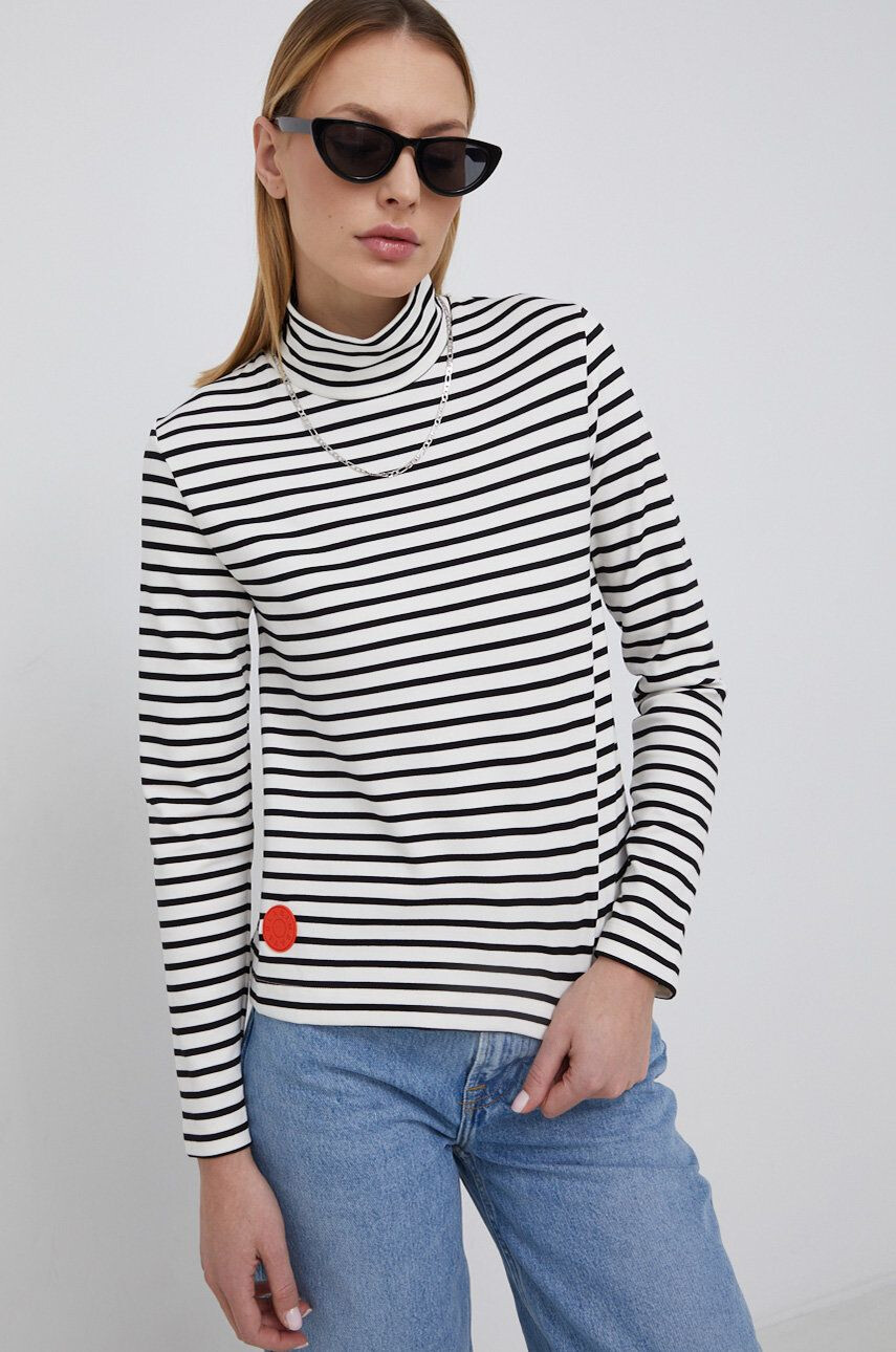 Bimba y Lola longsleeve femei culoarea alb cu guler - Pled.ro