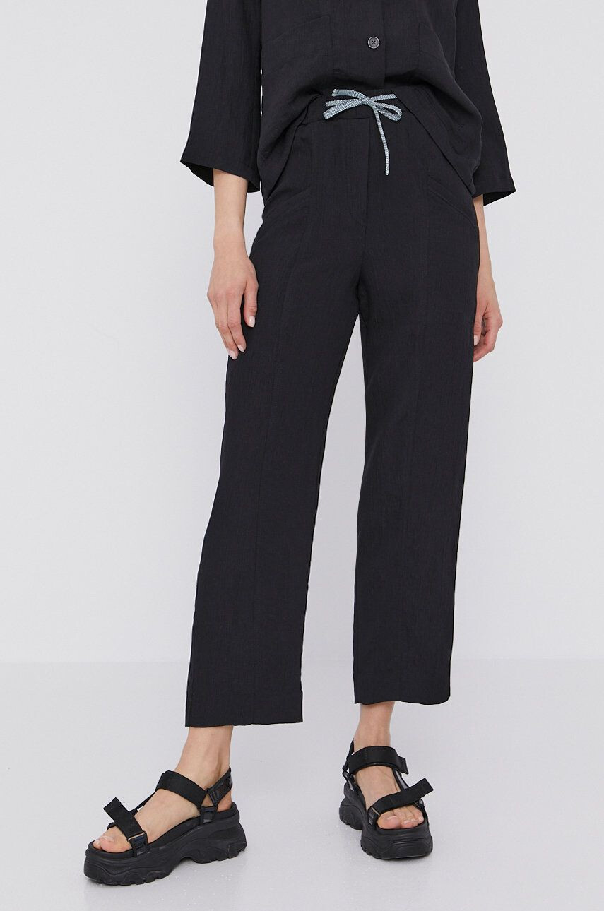 Bimba y Lola Pantaloni femei culoarea negru model drept high waist - Pled.ro