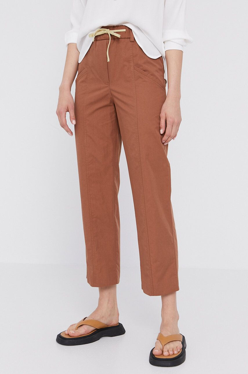 Bimba y Lola Pantaloni femei culoarea maro model drept high waist - Pled.ro