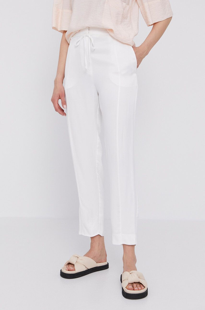 Bimba y Lola Pantaloni femei culoarea alb model drept high waist - Pled.ro