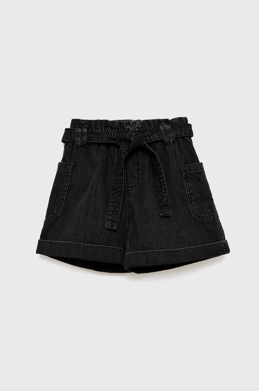 Birba&Trybeyond pantaloni scurti din denim pentru copii culoarea negru neted - Pled.ro