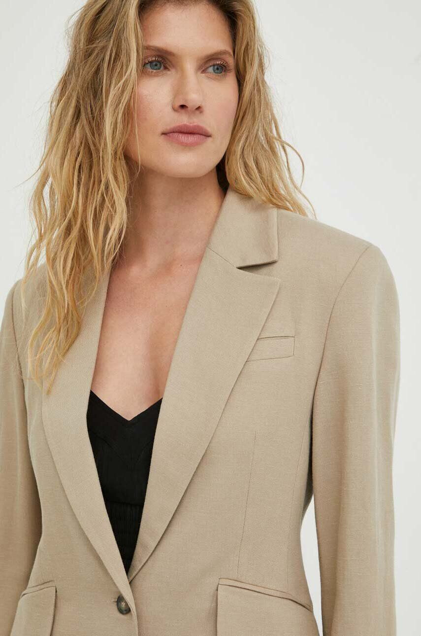 Herskind blazer din amestec de in culoarea bej un singur rand de nasturi neted - Pled.ro