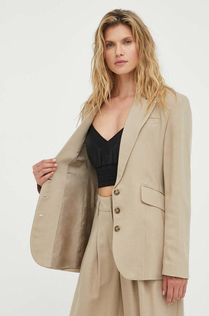 Herskind blazer din amestec de in culoarea bej un singur rand de nasturi neted - Pled.ro