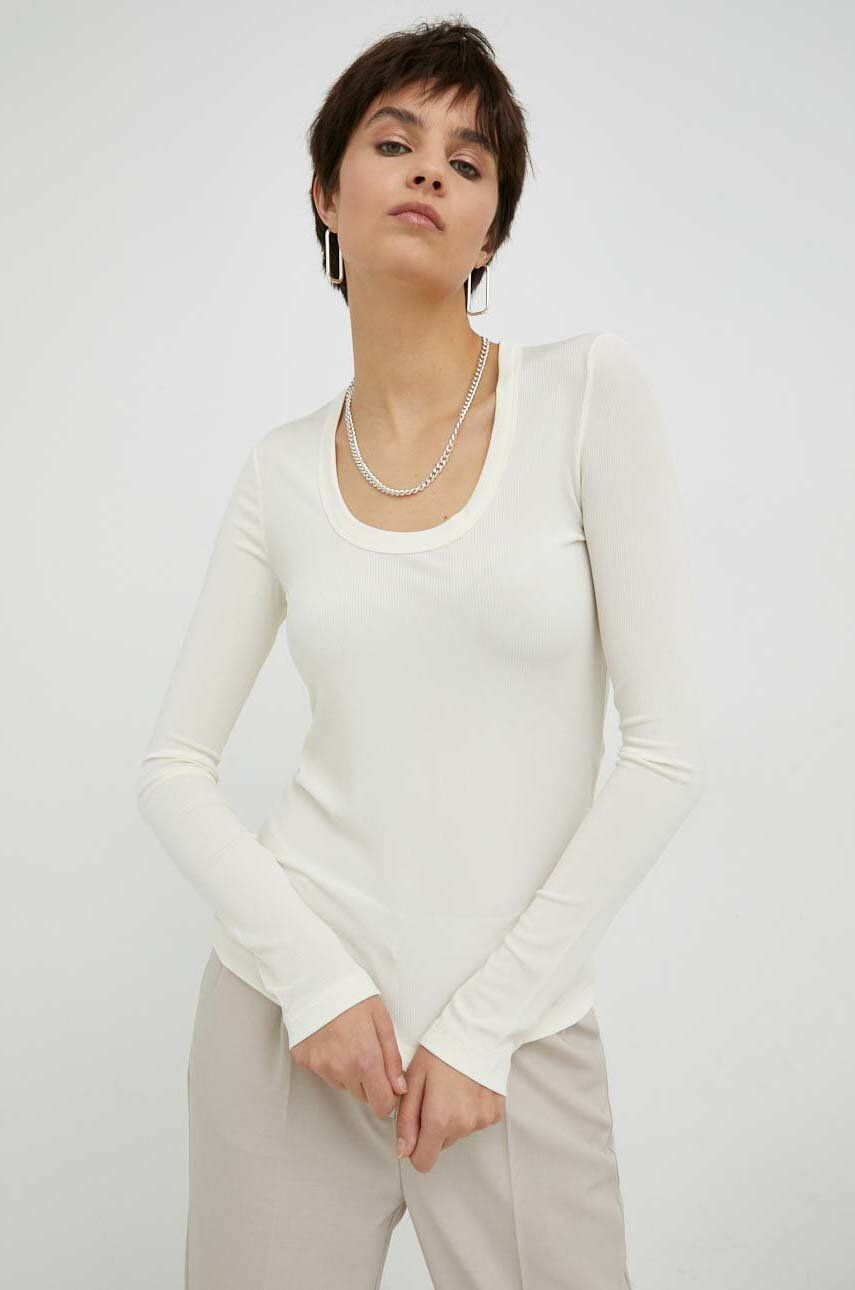 Herskind longsleeve Indy femei culoarea bej - Pled.ro