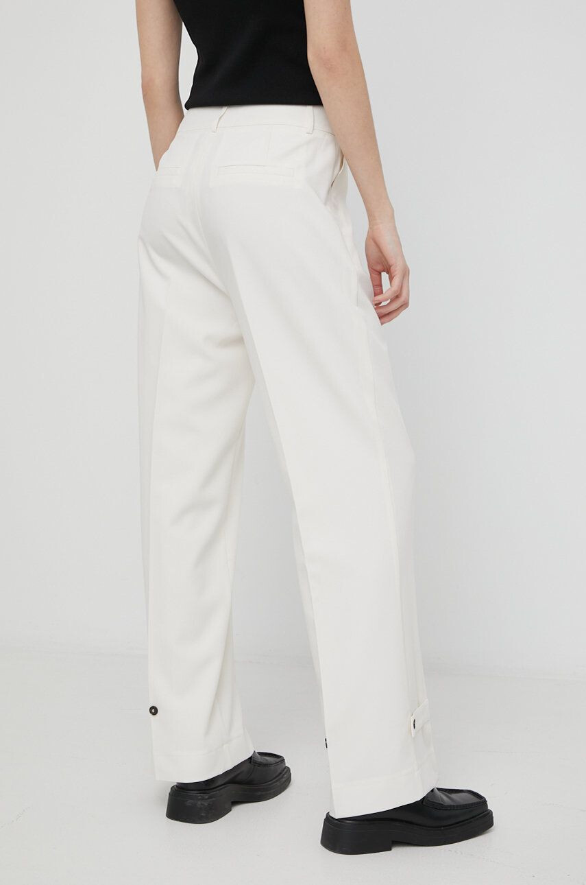 Herskind pantaloni femei culoarea bej lat high waist - Pled.ro