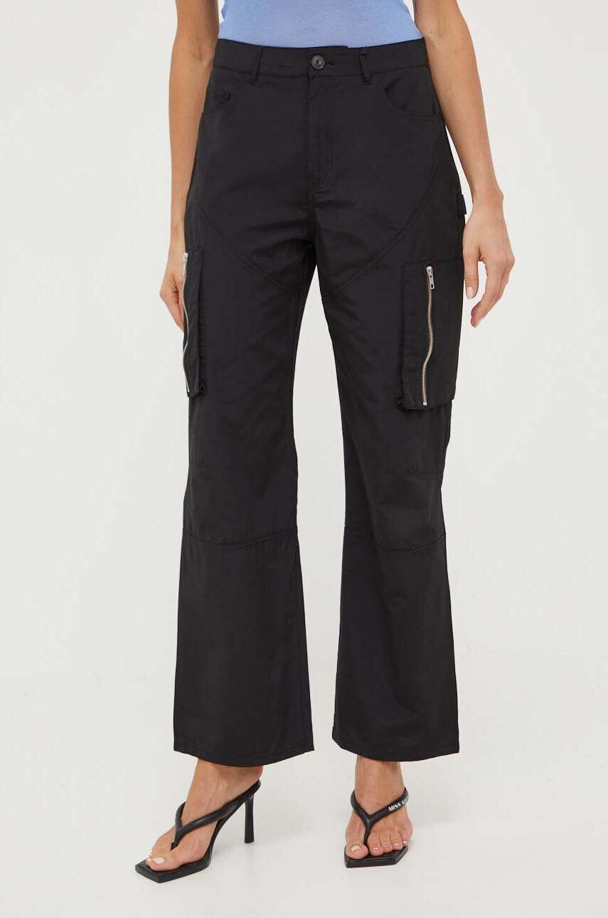 Herskind pantaloni femei culoarea negru fason cargo high waist - Pled.ro