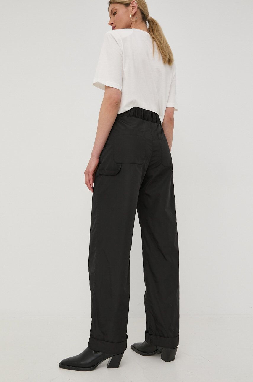 Herskind pantaloni femei culoarea negru lat high waist - Pled.ro