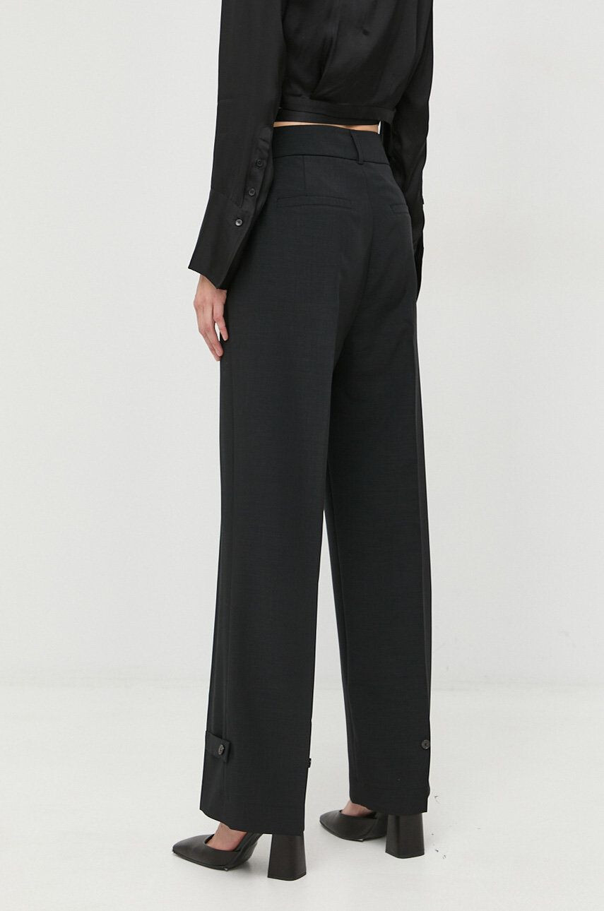 Herskind pantaloni Logan femei culoarea negru lat high waist - Pled.ro