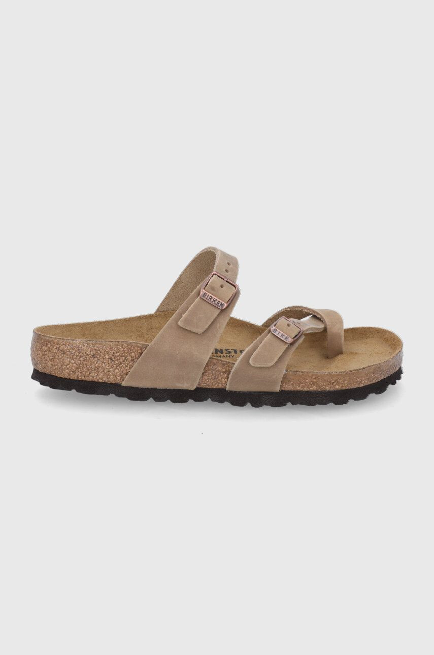 Birkenstock Șlapi de piele Mayari femei culoarea bej cu toc plat 1011433-tab.brwn - Pled.ro