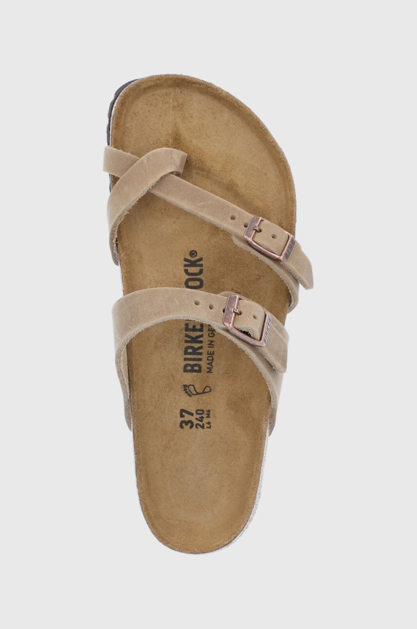 Birkenstock Șlapi de piele Mayari femei culoarea bej cu toc plat 1011433-tab.brwn - Pled.ro