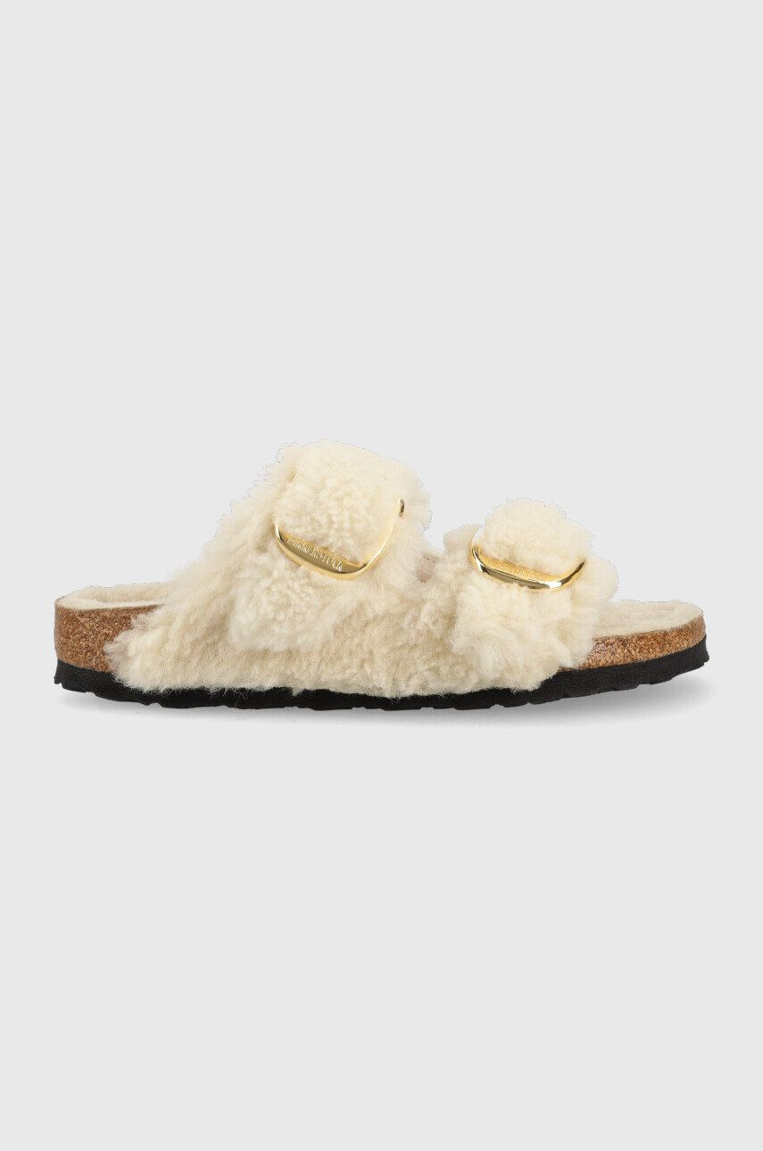 Birkenstock papuci de lana Arizona Bb Shearling femei culoarea gri - Pled.ro