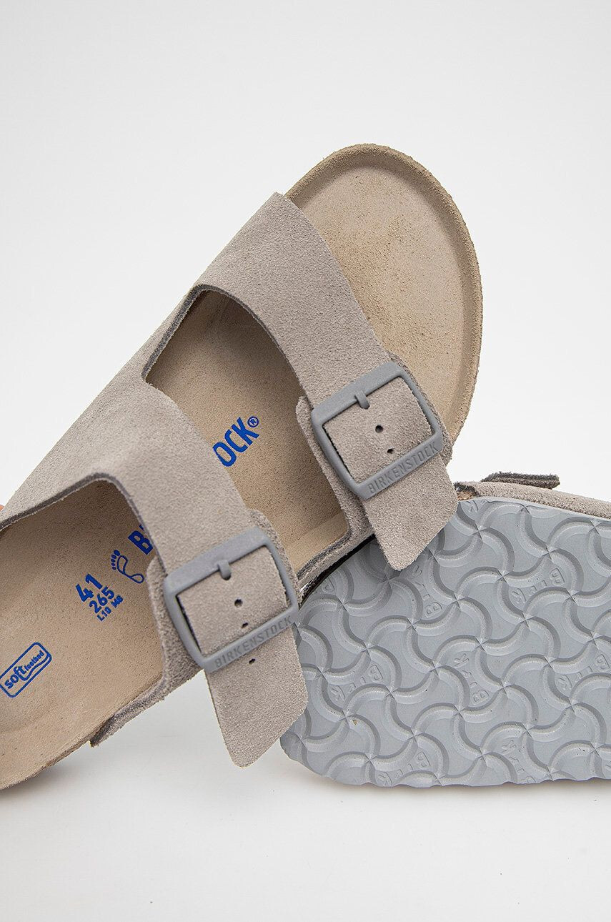 Birkenstock Papuci din piele culoarea gri 1020507.Stone.Coin-Stone.Coin - Pled.ro