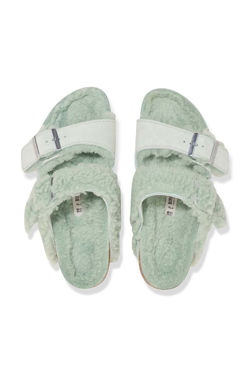 Birkenstock papuci din piele Arizona femei culoarea verde 1025539 - Pled.ro