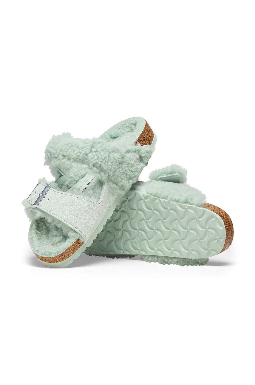 Birkenstock papuci din piele Arizona femei culoarea verde 1025539 - Pled.ro