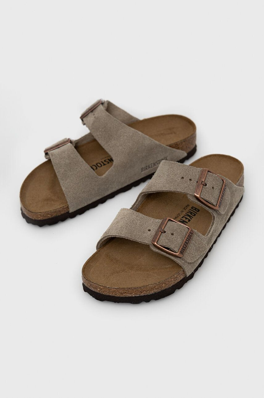 Birkenstock papuci din piele Arizona femei culoarea gri 51463.TAUP-TAUPE - Pled.ro