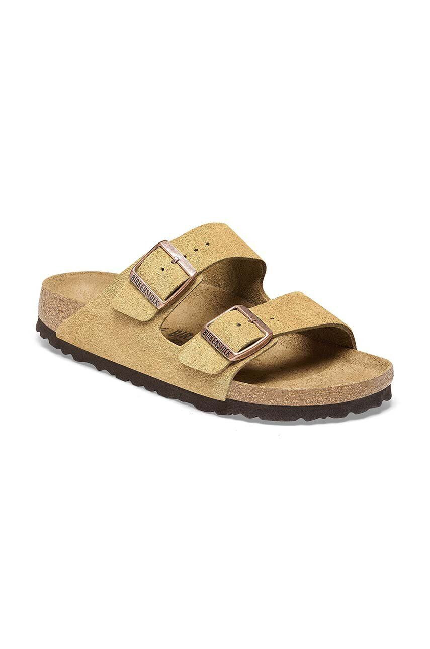 Birkenstock papuci din piele Arizona femei culoarea bej 1026174 - Pled.ro