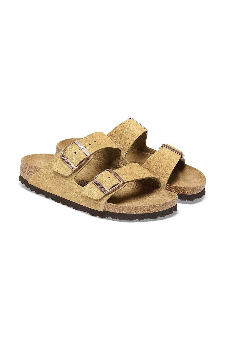 Birkenstock papuci din piele Arizona femei culoarea bej 1026174 - Pled.ro