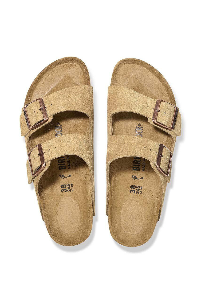 Birkenstock papuci din piele Arizona femei culoarea bej 1026174 - Pled.ro