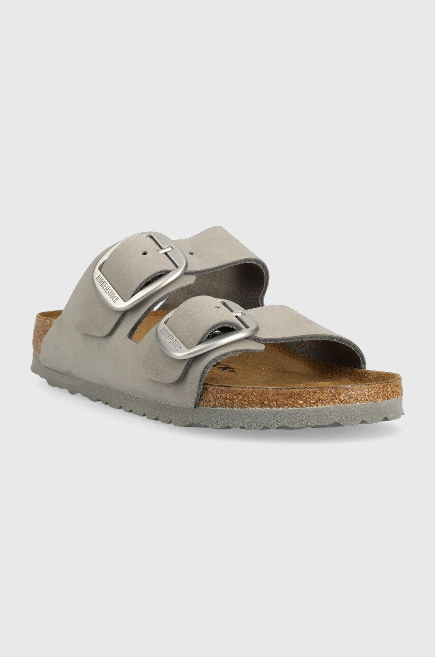 Birkenstock slapi de piele Arizona Big Buckle femei culoarea gri - Pled.ro