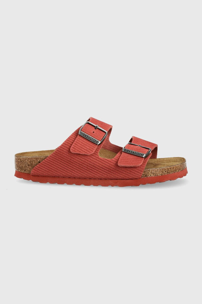 Birkenstock papuci din piele Arizona Corduroy femei culoarea rosu 1026102 - Pled.ro