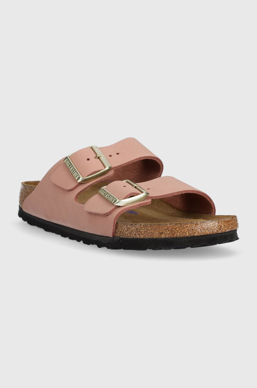 Birkenstock papuci din piele Arizona SFB femei culoarea roz 1024219 - Pled.ro