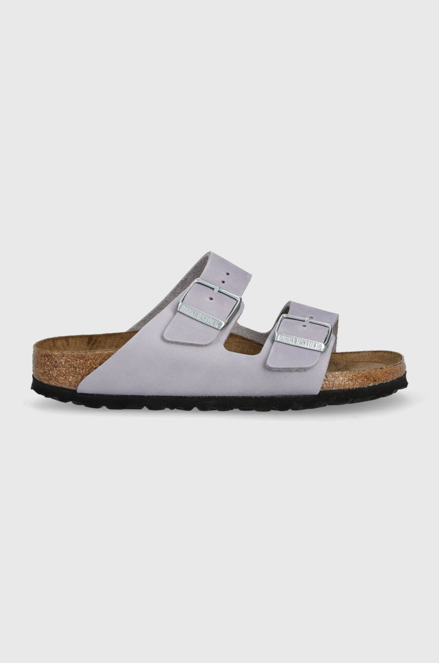 Birkenstock papuci din piele Arizona SFB femei culoarea violet 1024241 1024241-PurpleFog - Pled.ro