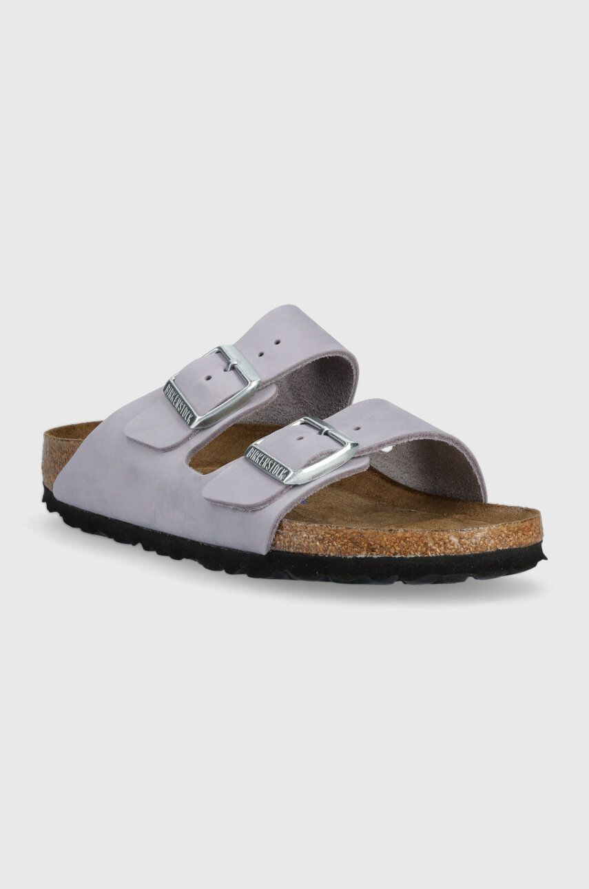 Birkenstock papuci din piele Arizona SFB femei culoarea violet 1024241 1024241-PurpleFog - Pled.ro