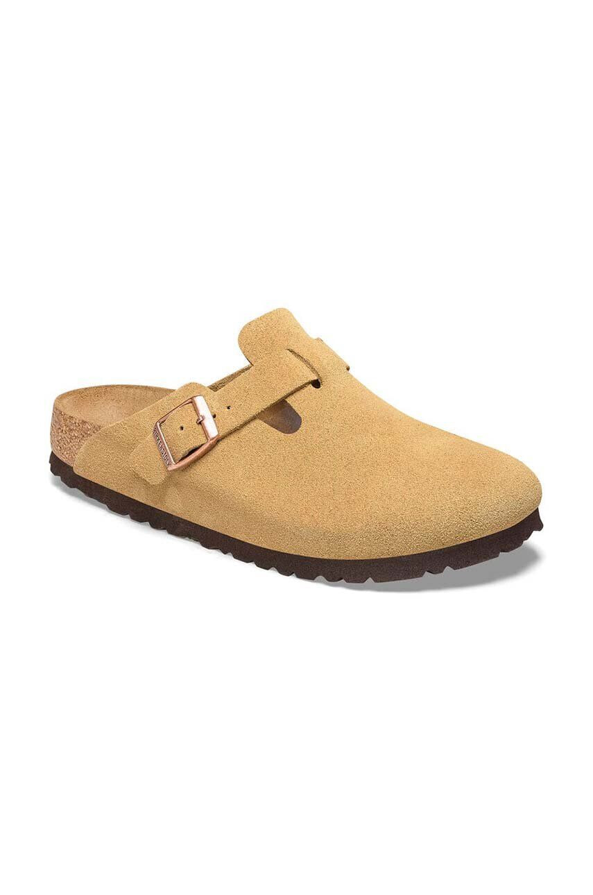 Birkenstock papuci din piele Boston femei culoarea bej 1026164 - Pled.ro