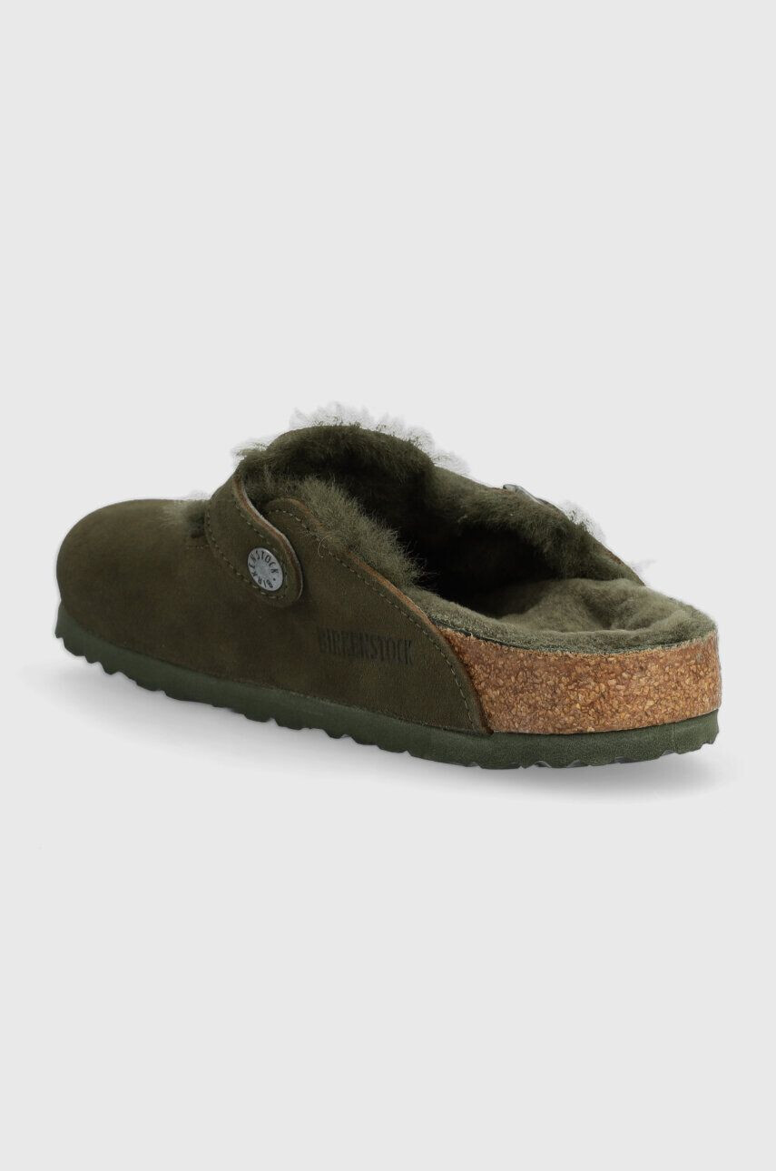 Birkenstock papuci din piele Boston femei culoarea verde 1025667 - Pled.ro