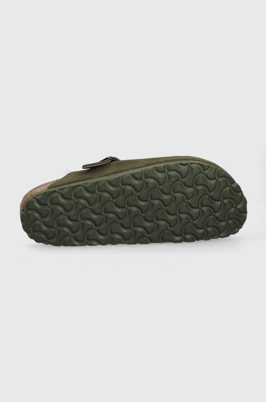 Birkenstock papuci din piele Boston femei culoarea verde 1025667 - Pled.ro