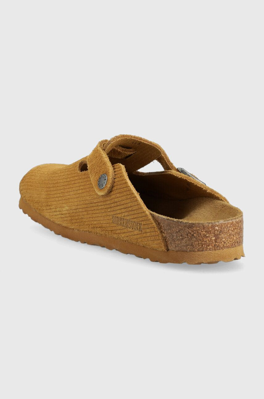 Birkenstock papuci din piele Boston Corduroy femei culoarea bej 1025668 - Pled.ro