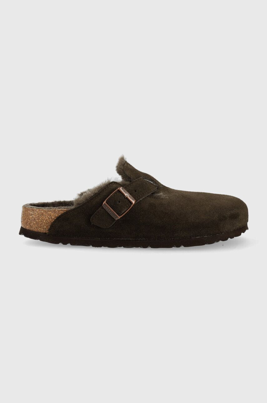 Birkenstock papuci din piele Boston FUR - Pled.ro