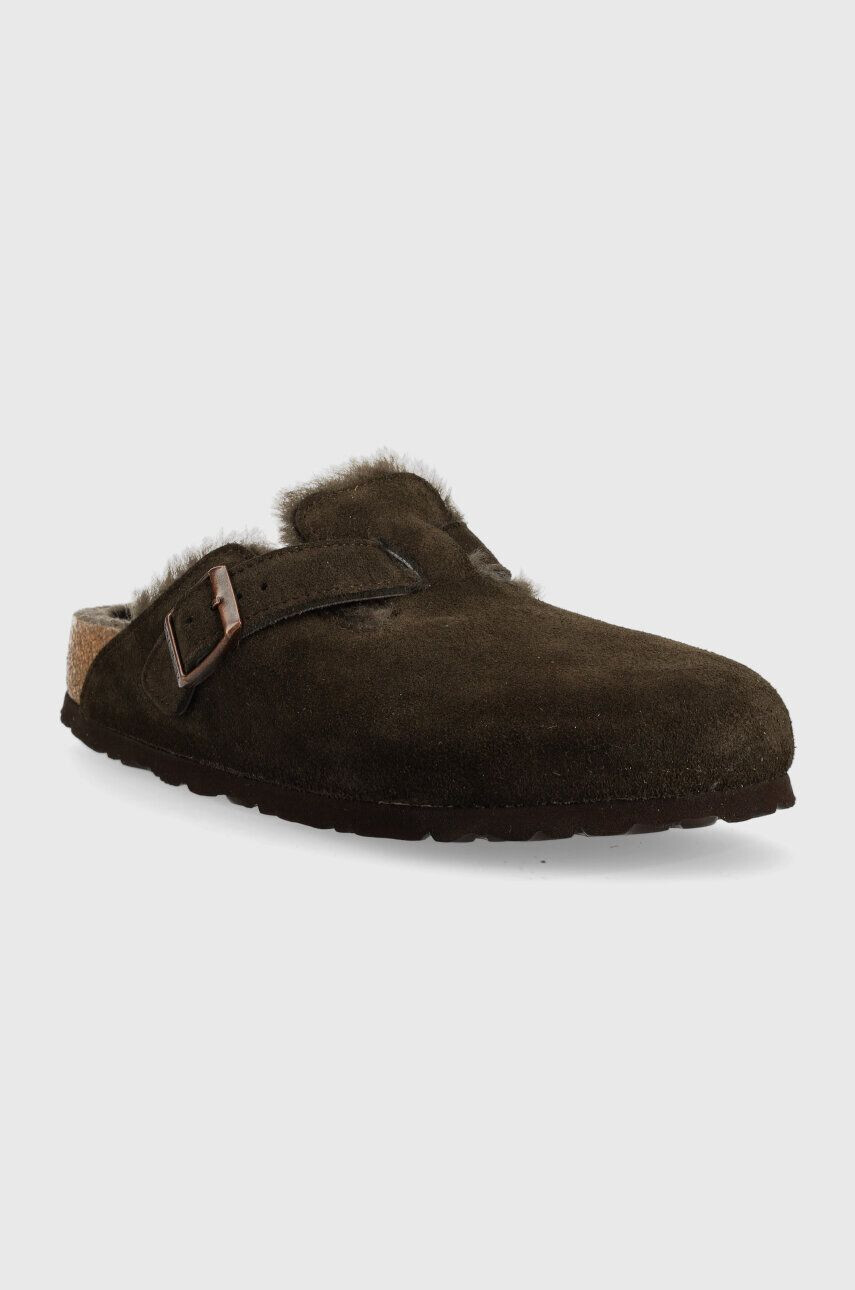 Birkenstock papuci din piele Boston FUR - Pled.ro