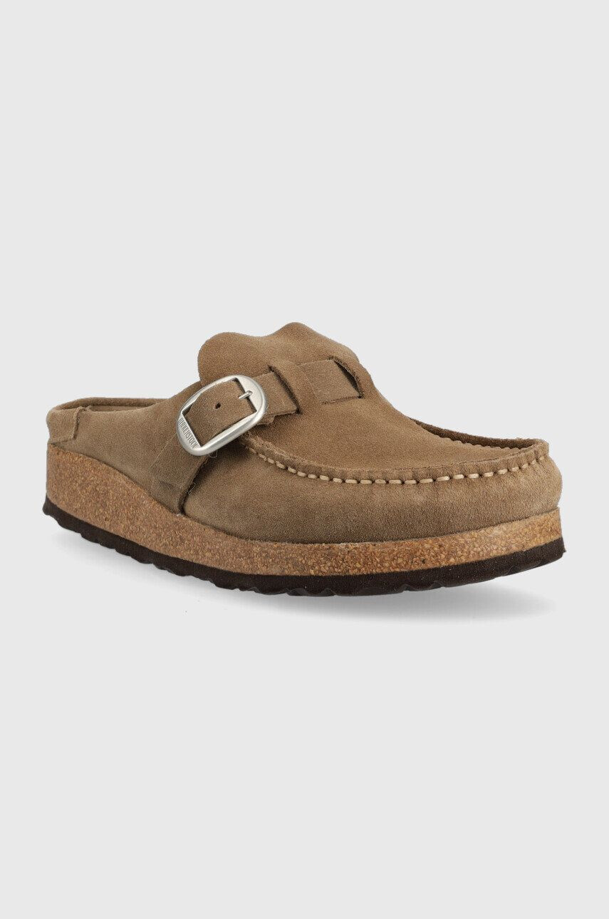 Birkenstock papuci din piele Buckley femei culoarea bej 1019490 - Pled.ro