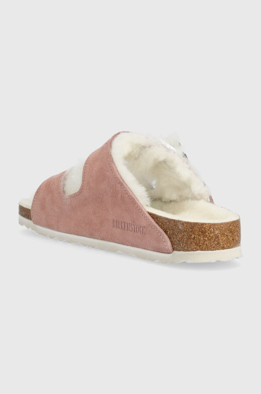 Birkenstock papuci din piele intoarsa Arizona culoarea roz - Pled.ro