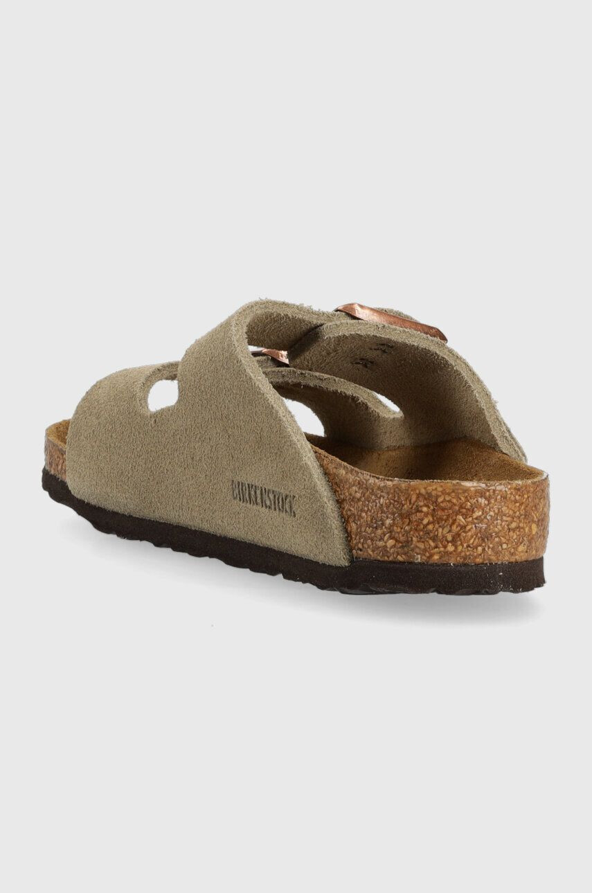 Birkenstock papuci din piele intoarsa pentru copii culoarea bej - Pled.ro