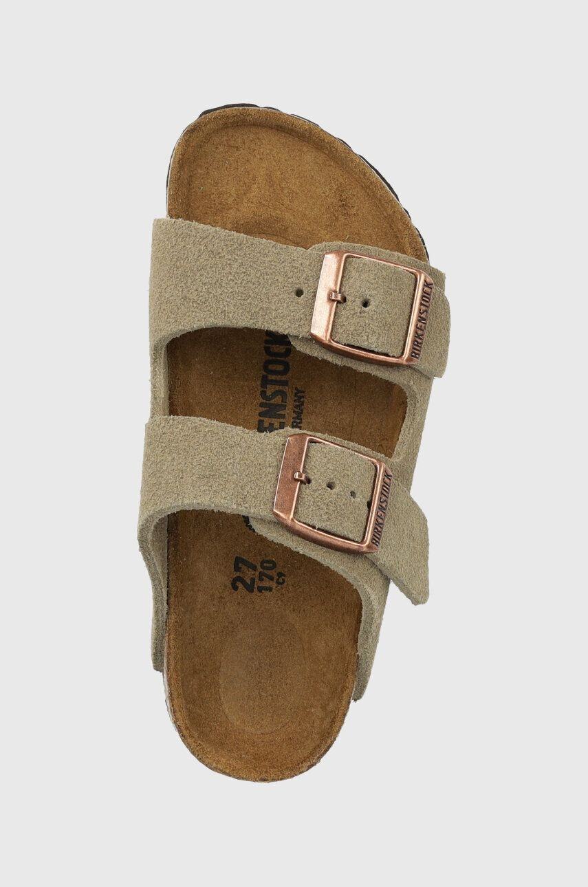 Birkenstock papuci din piele intoarsa pentru copii culoarea bej - Pled.ro