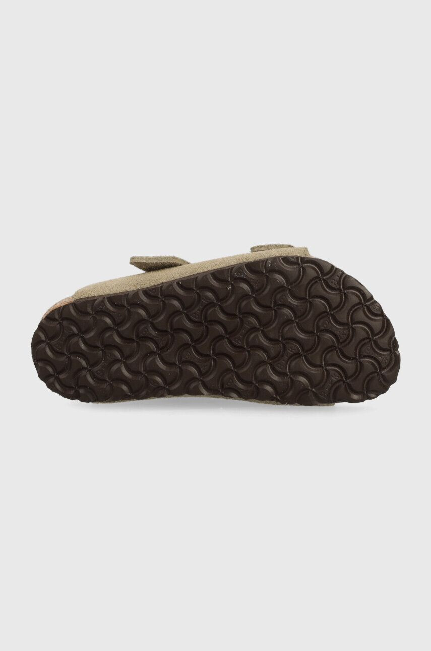 Birkenstock papuci din piele intoarsa pentru copii culoarea bej - Pled.ro