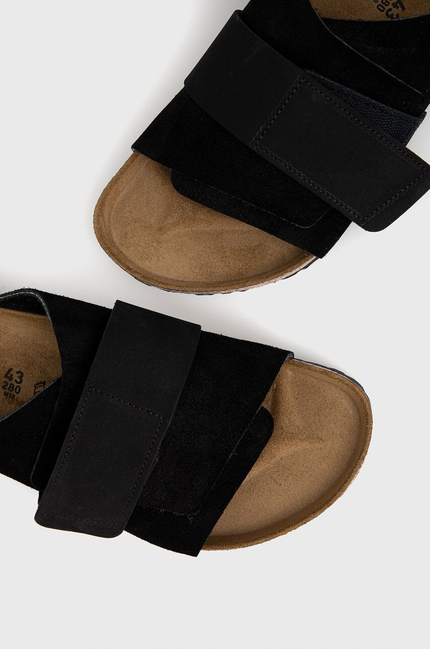 Birkenstock papuci din piele Kyoto barbati culoarea negru - Pled.ro