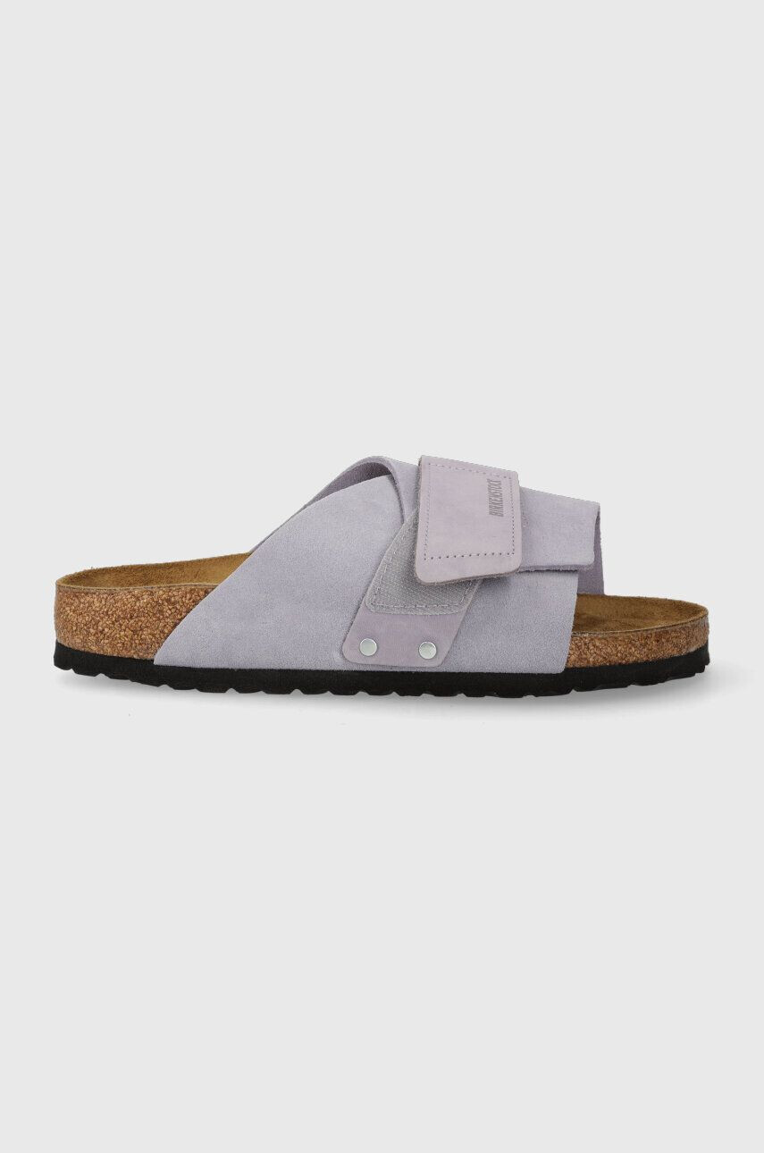 Birkenstock papuci din piele Kyoto femei culoarea violet 1025338 - Pled.ro